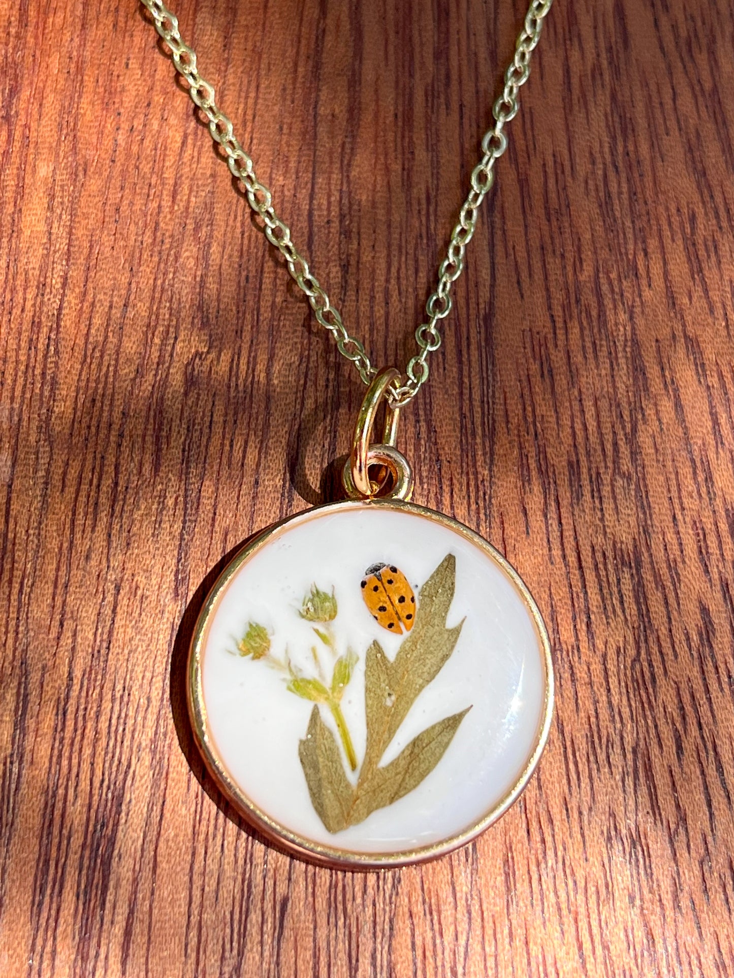 Ladybug & Strawberry blossom Necklace